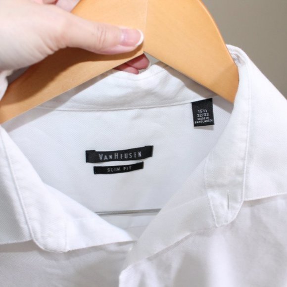 Van Heusen Button Down Longsleeve Shirt White 15.5 - Picture 2 of 7